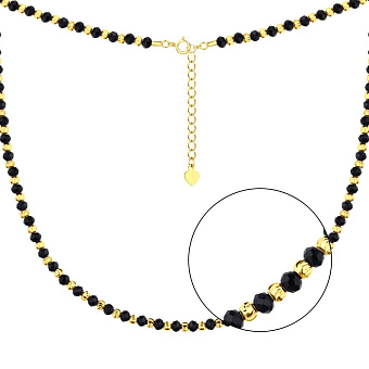 Кольє із срібла з жовтим родіюванням з оніксом. (арт. 7507/1758жо)