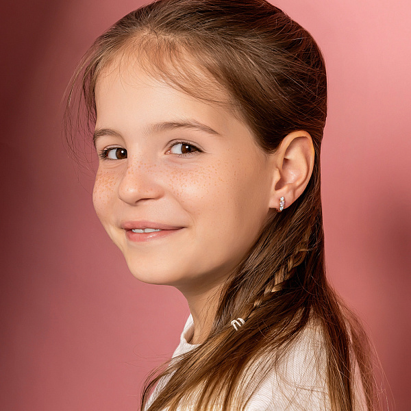 Детские золотые серьги с розовым фианитом (арт. 110316р) – изображение 3