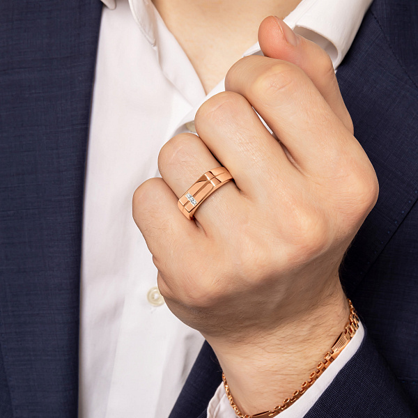 Золота печатка з діамантами (арт. К170086005) – зображення 2