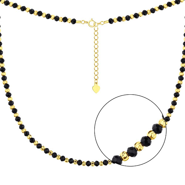 Кольє із срібла з жовтим родіюванням з оніксом. (арт. 7507/1758жо) – зображення 1