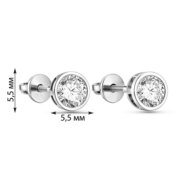 Золотые серьги пусеты с фианитом (арт. 110509б) – изображение 4