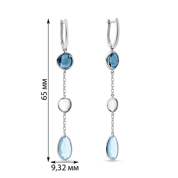 Золотые серьги с подвесками из кварца и топаза (арт. 106231бПг) – изображение 3