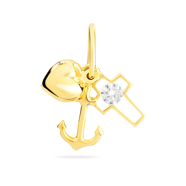 Золотой подвес «Вера. Надежда. Любовь» с фианитом (арт. 421102ж) – изображение 1