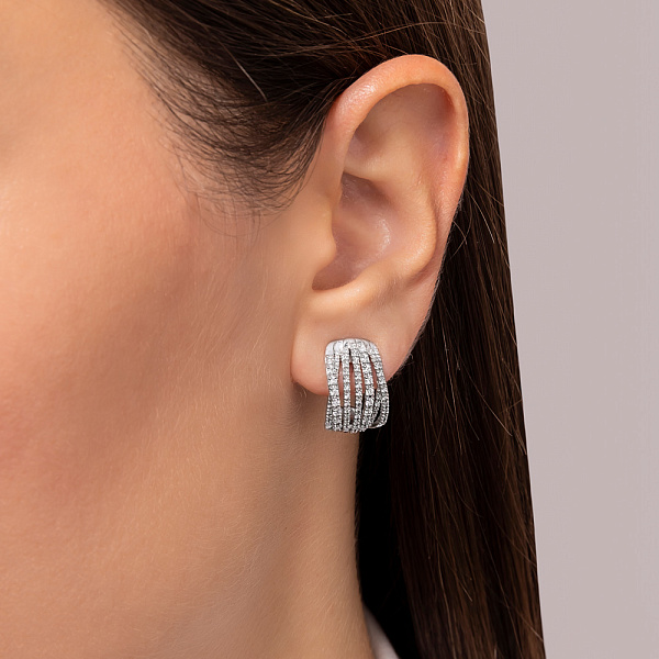 Серьги из белого золота с бриллиантами (арт. С341463060б) – изображение 2