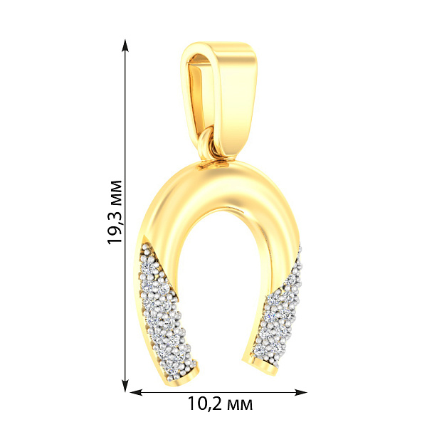 Золотая подвеска Подкова с фианитами (арт. 440366ж) – изображение 2