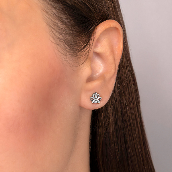 Золоті пусети з діамантами Корона (арт. Т011203005б) – зображення 2