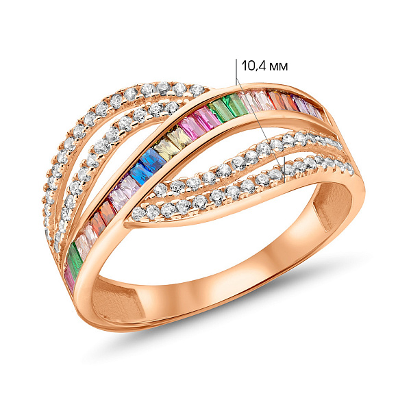 Каблучка з червоного золота з фіанітами (арт. 156423цв) – зображення 4