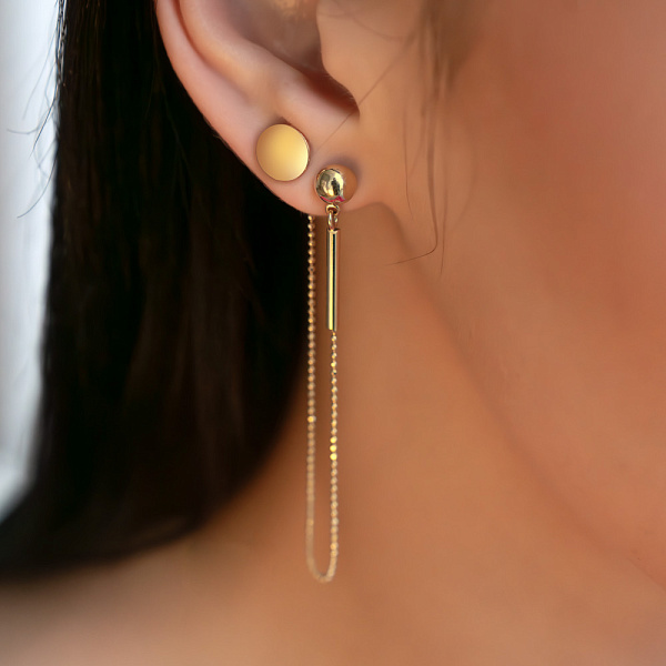 Золотые серьги-пусеты Монеты без камней (арт. 2005207101) – изображение 4