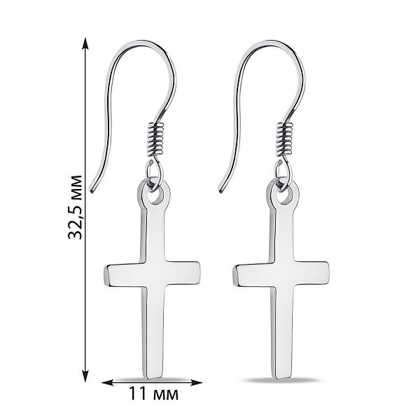Серебряные сережки Крестики (арт. 7502/9621) – изображение 2