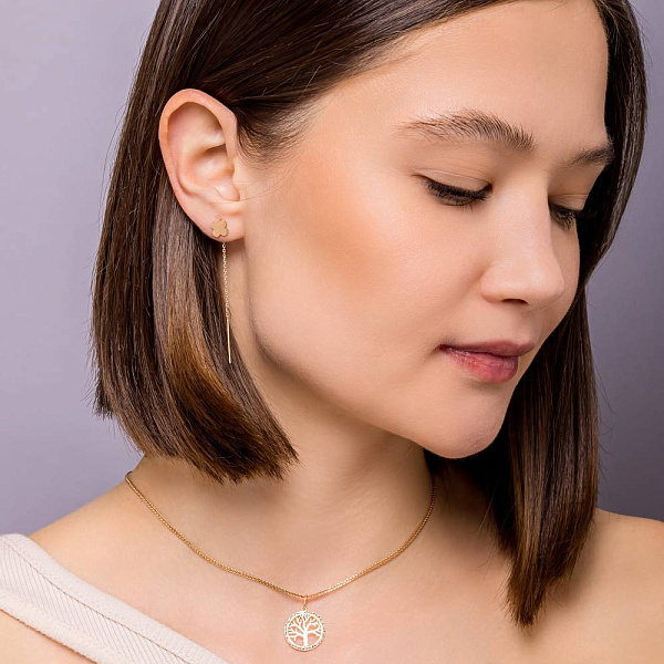 Сережки-протяжки из красного золота (арт. 110048) – изображение 3