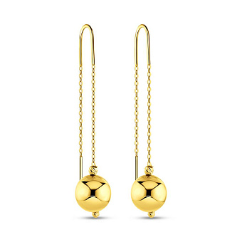 Фото Серьги-протяжки из желтого золота с шариками (арт. 107873жа)