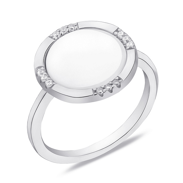 Кольцо из серебра с белым ониксом (арт. 7501/6024об) – изображение 1