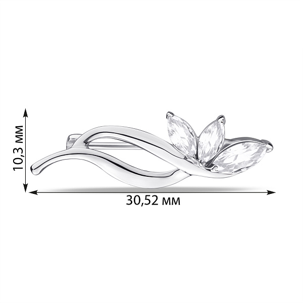 Срібна брошка з фіанітами (арт. 7505/582бп) – зображення 2