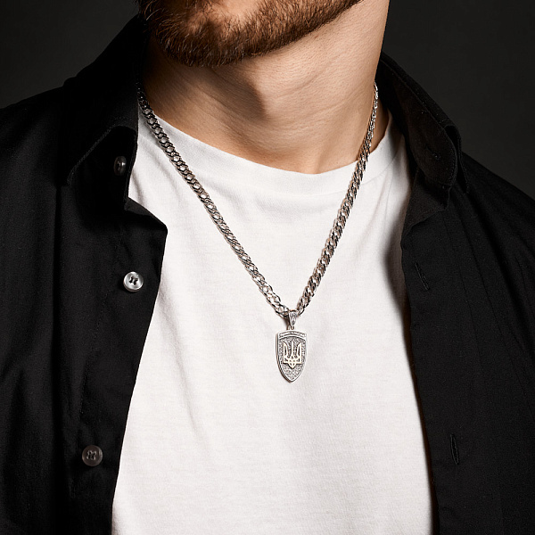 Серебряный кулон "Україна понад усе" (арт. 7203/783пю) – изображение 2