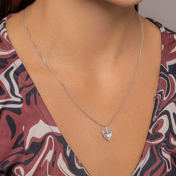 Золота підвіска Два серця з фіанітом (арт. 440353б) – зображення 2