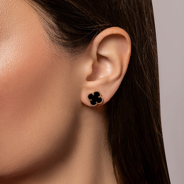 Золоті сережки пусети з оніксом (арт. 1101263/10о) – зображення 3