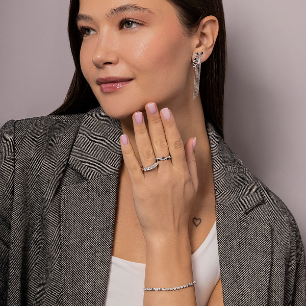 Длинные золотые серьги с сапфиром и бриллиантами (арт. Т111372бс) – изображение 6