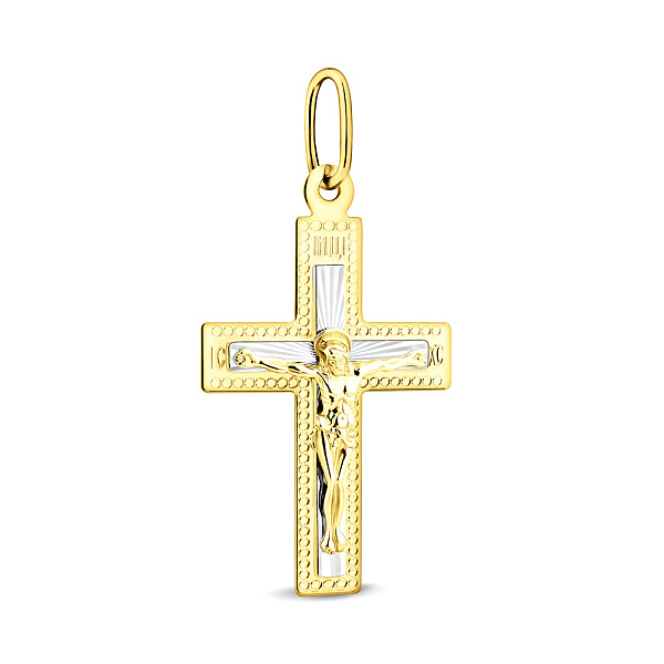 Хрестик з жовтого золота з родіюванням (арт. 521901жр) – зображення 1