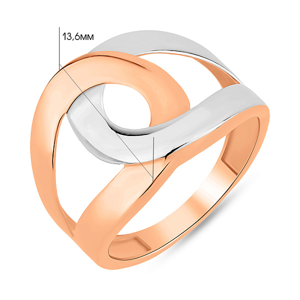 Золотое массивное кольцо с родированием (арт. 156494р) – изображение 2