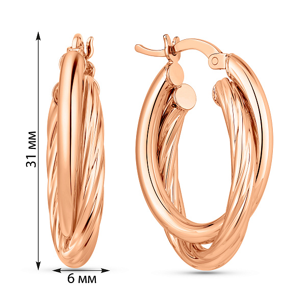 Серьги из красного золота без камней (арт. 108394/30) – изображение 2