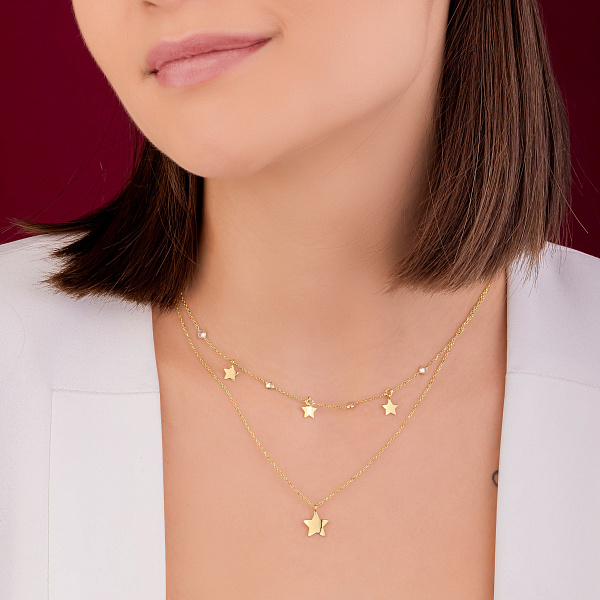 Многослойное колье из желтого золота (арт. 352560ж) – изображение 4