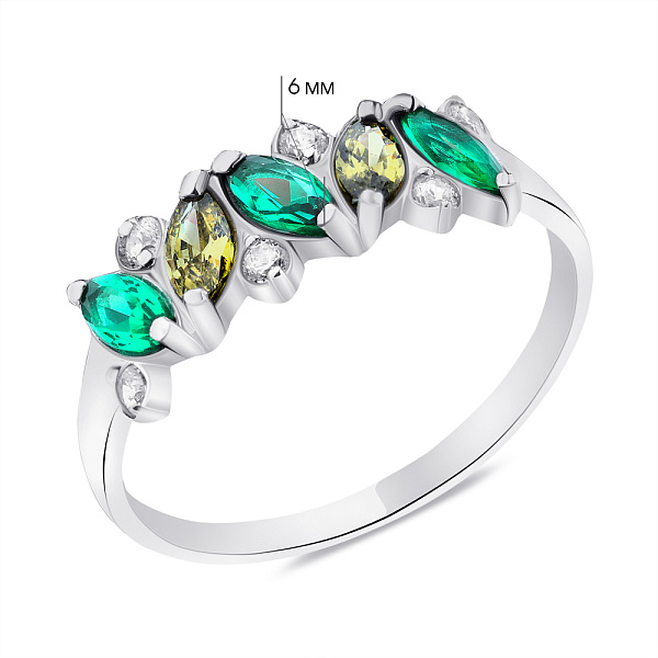 Срібна каблучка з альпінітами та фіанітами (арт. 7501/0939азжкю) – зображення 2