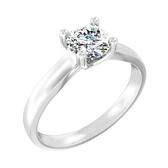 Фото Каблучка з білого золота з одним діамантом (арт. К01109608026б)