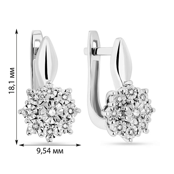 Сережки з білого золота з діамантами (арт. С011062010б) – зображення 4