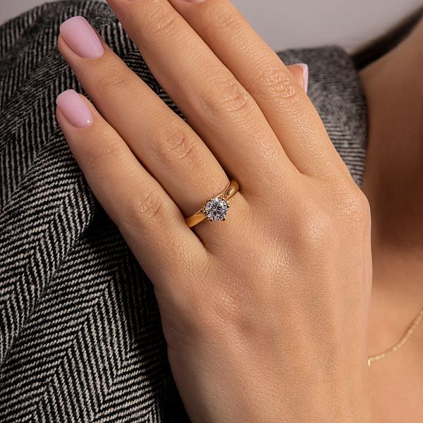 Помолвочное кольцо из желтого золота с фианитом (арт. 140338ж) – изображение 2