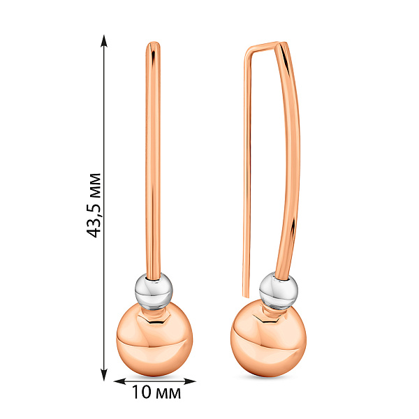 Серьги из красного золота (арт. 100965/3кб) – изображение 3