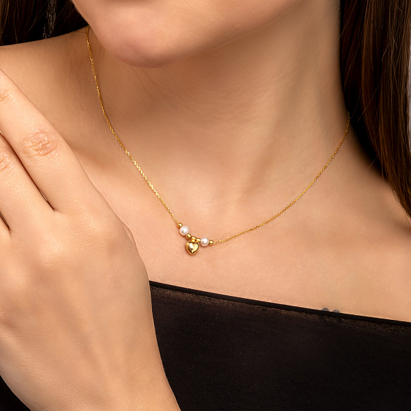 Колье из желтого золота с жемчугом (арт. 352788жпрлб) – изображение 3