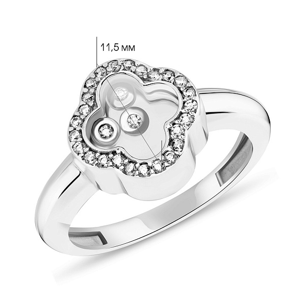 Каблучка з білого золота з фіанітами (арт. 153708б) – зображення 2