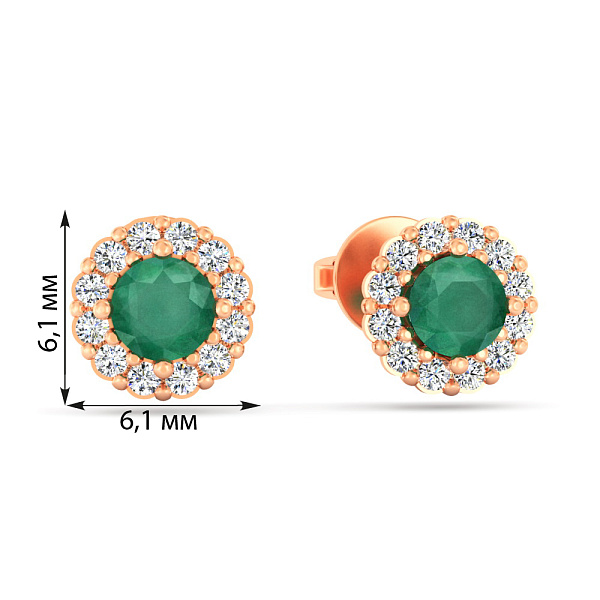 Золотые серьги-пусеты с изумрудом и бриллиантами (арт. Т011635и) – изображение 4
