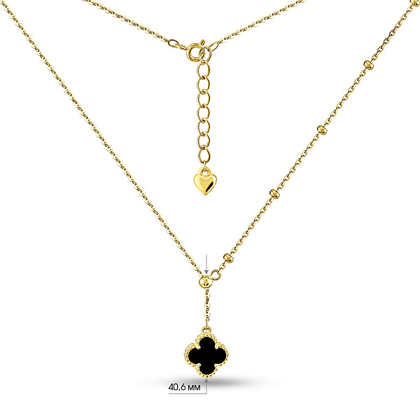 Серебряное колье Клевер с ониксом (арт. 7507/2222/10жо) – изображение 3