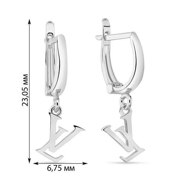 Серьги из белого золота без камней (арт. 108697б) – изображение 2