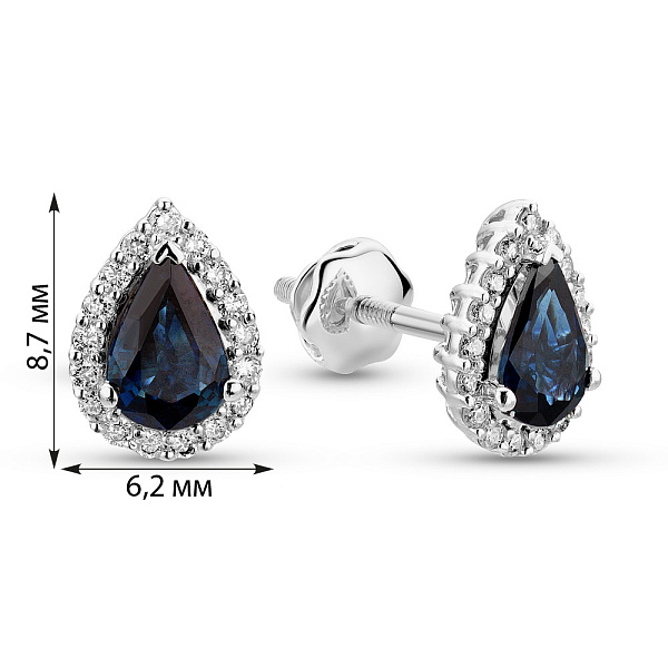 Золотые серьги с бриллиантами и сапфирами (арт. С341653015бс) – изображение 2