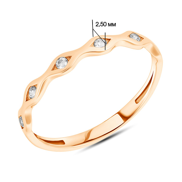 Кольцо из красного золота с фианитами (арт. 154667) – изображение 3