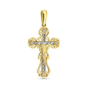 Золотой нательный крестик с распятием (арт. 500276ж)