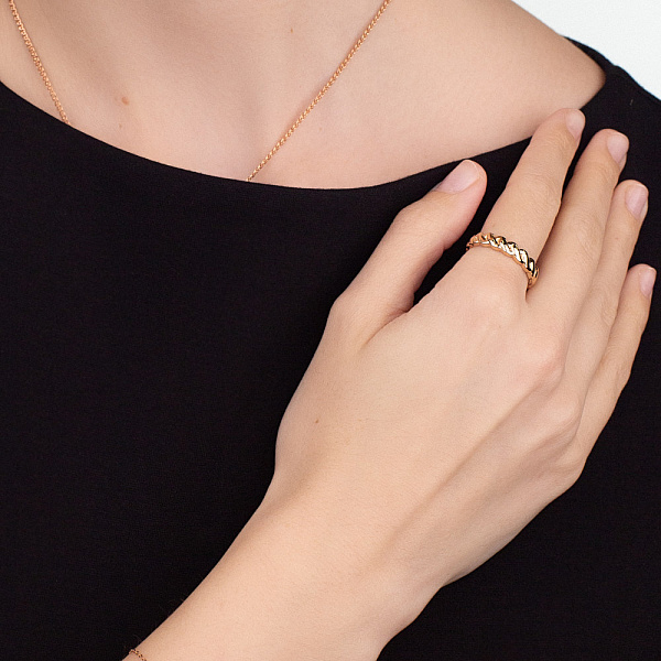 Золотое кольцо "Звенья" без камней (арт. 155546) – изображение 2