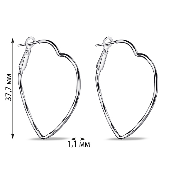 Серебряные серьги Сердце без камней (арт. 7502/9830) – изображение 2