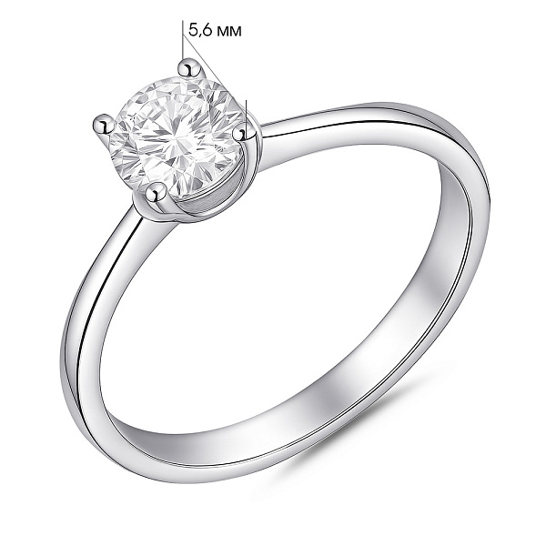 Тонкое серебряное кольцо с крупным фианитом (арт. 7501/8267) – изображение 2