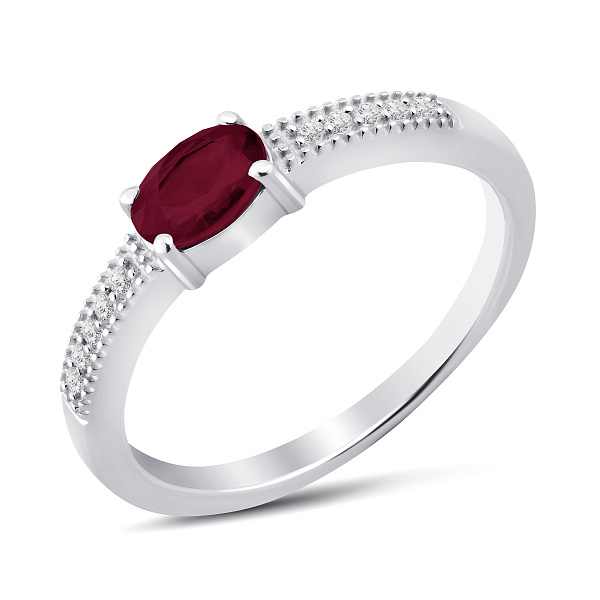 Тонкое серебряное кольцо с рубином (арт. 7501/1763087Р) – изображение 1