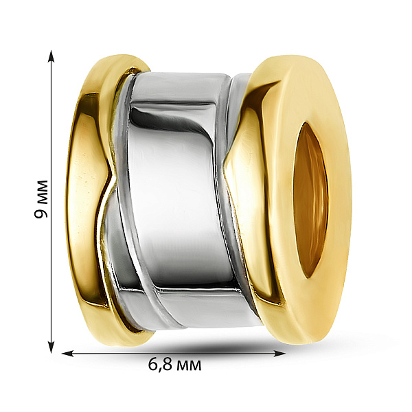 Золотий шарм в комбінованому кольорі металу (арт. 423247жб) – зображення 2