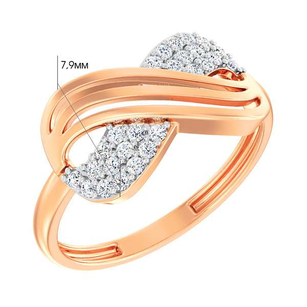 Кольцо золотое «Бесконечность» с фианитами (арт. 141150) – изображение 3