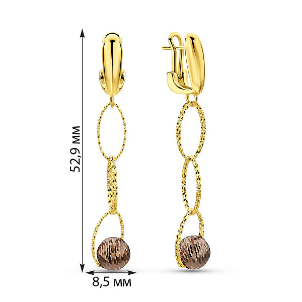 Золотые сережки Francelli с подвеской (арт. 1091318жкр) – изображение 4