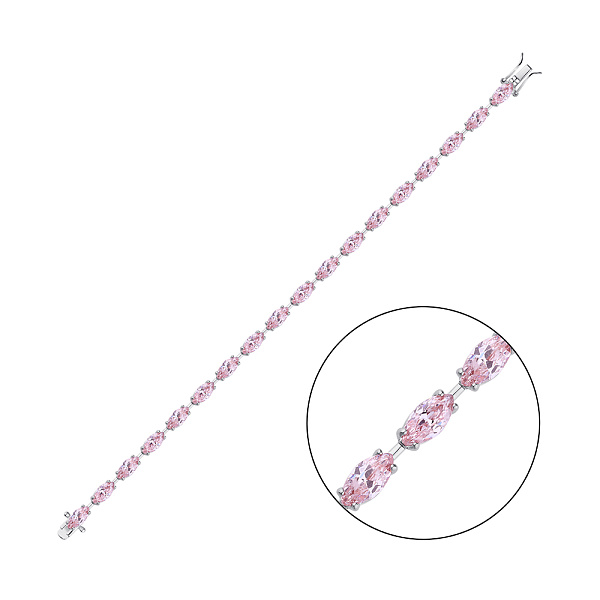 Срібний браслет з рожевим фіанітом (арт. 7509/3739) – зображення 1