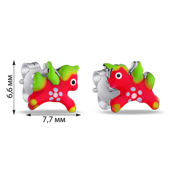 Детские серьги-пусеты из серебра с эмалью (арт. 7518/6204емлн) – изображение 2