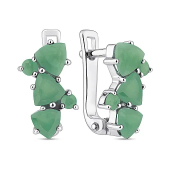 Серебряное серьги с изумрудом (арт. 7502/2111511Изм)