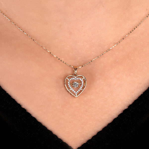 Підвіска Сердечко з золота з танцюючим діамантом (арт. 3109502201) – зображення 2