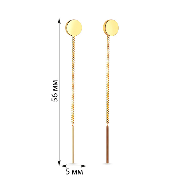Серьги-протяжки из желтого золота (арт. 110820ж) – изображение 4